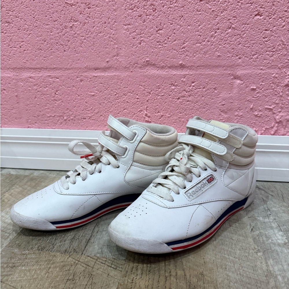 Reebok White and Red High-Top Sneakers